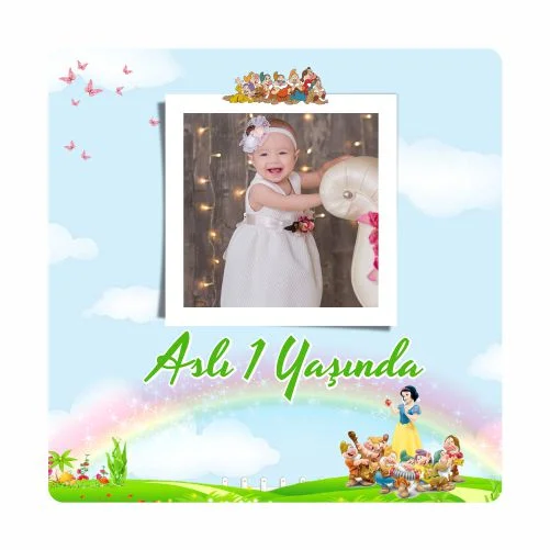 Pamuk Prenses Temalı Doğum Günü Magneti